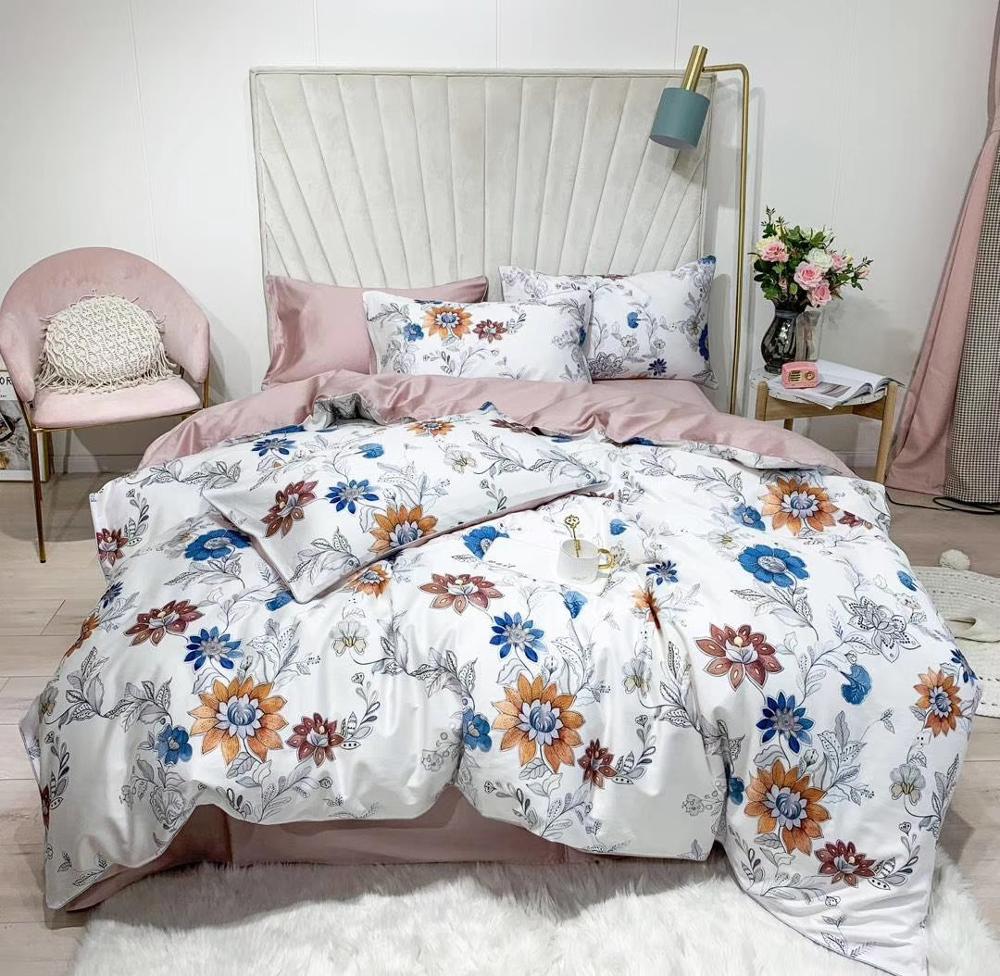 Floral 100% 60s Cotton Reactive Printing Bedding Sets With Flowers