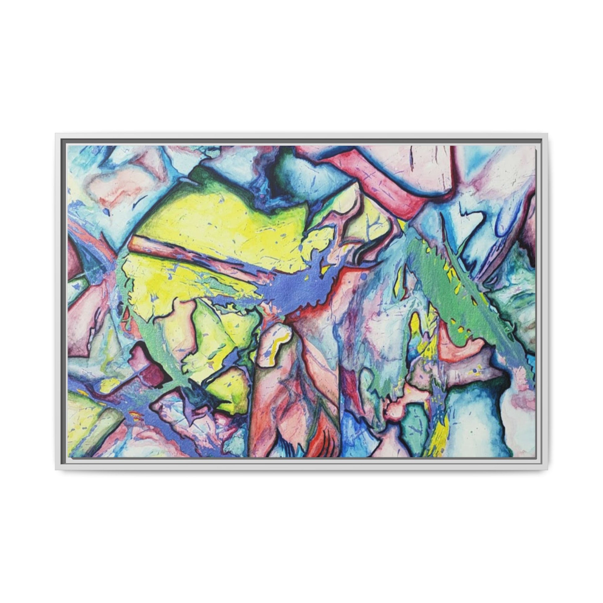 Alien Abstract Colorful Framed Canvas Art - Kia Day Design