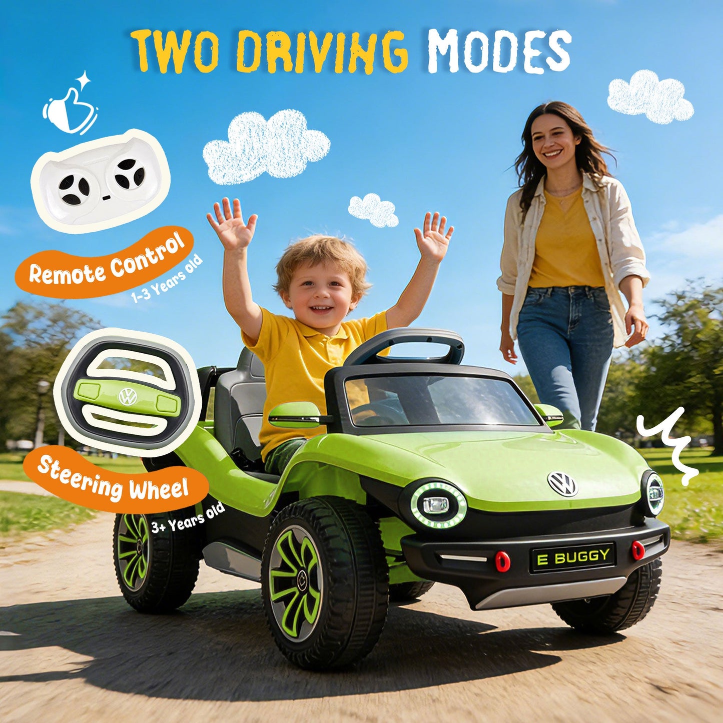 12V Licensed Volkswagen Beetle Kids Ride On Electric Car - - Kids Bikes & Riding Toys