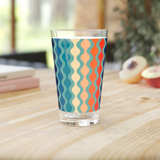 Retro Wave Pattern Pint Glass - 16oz - 16oz - drinkware