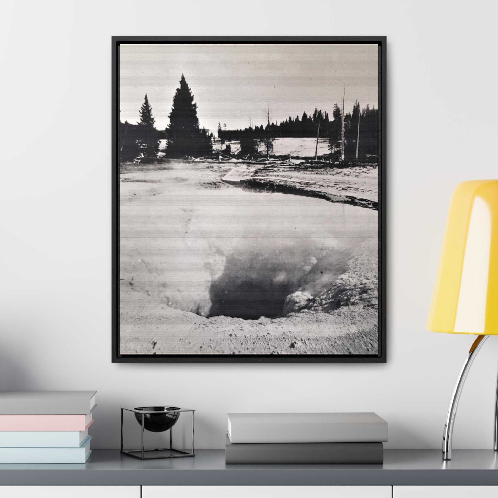 Morning Glory Pool Yellowstone Gallery Canvas Wraps Vertical Frame - 20″ x 24″ Premium Gallery Wraps (1.25″) Black - Canvas