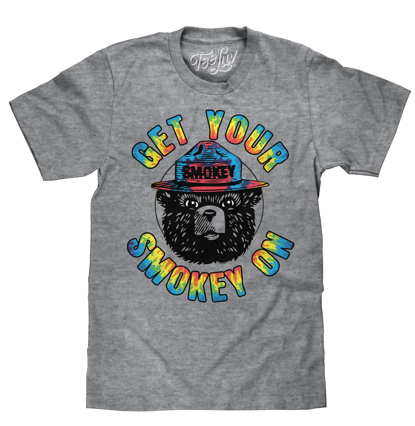 Get Your Smokey On Tie Dye T-Shirt - Gray - - mens tee