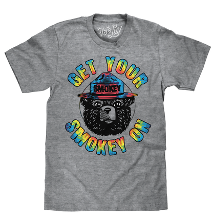 Get Your Smokey On Tie Dye T-Shirt - Gray - - mens tee