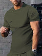 Men's Plus Size Solid Color Casual T-Shirt - Army Green -