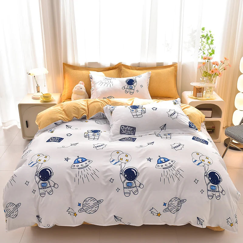 4pcs Microfiber Plant Bedsheets Bedding Set Bedcover Set