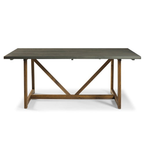 Rustic Solid Wood Grey Trestle Table - - table