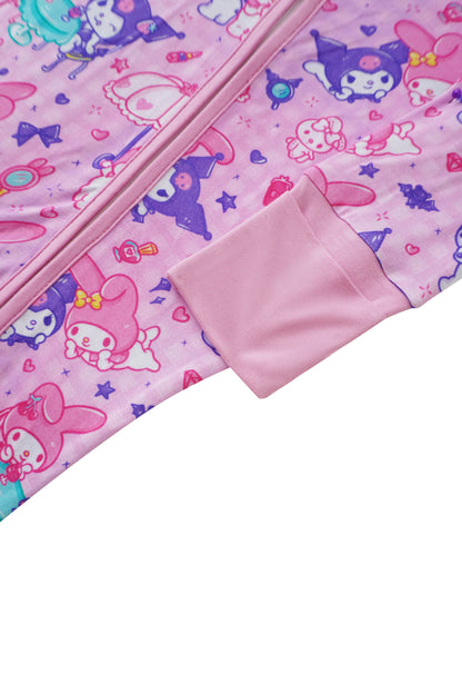 PoshTOT Sanrio Kuromi Bamboo Baby Convertible Zippy Romper - - Zippy Romper