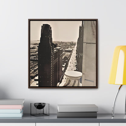 Michigan Ave Chicago Gallery Canvas Wraps Square Frame 20″ x 20″ Premium Gallery Wraps (1.25″) Walnut
