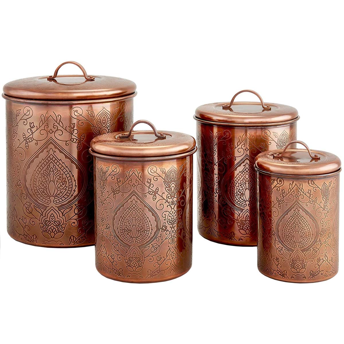 Antique Copper Etched 1-Qt Storage Canister - n a - canisters