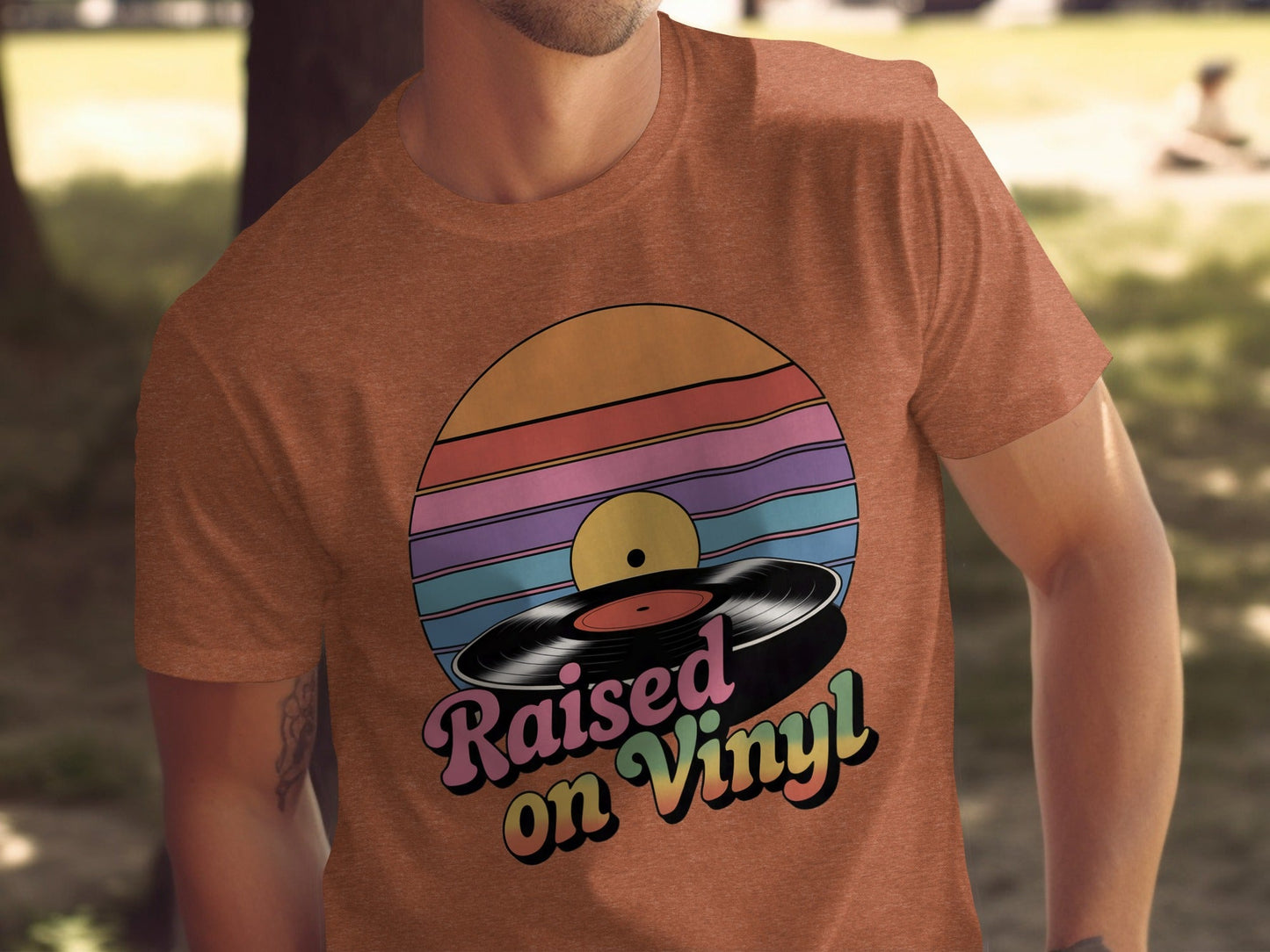 Raised On Vinyl Vintage Retro Style Design Graphic T-Shirt- Cloud 16 Clothing Co.- {{Product type}}