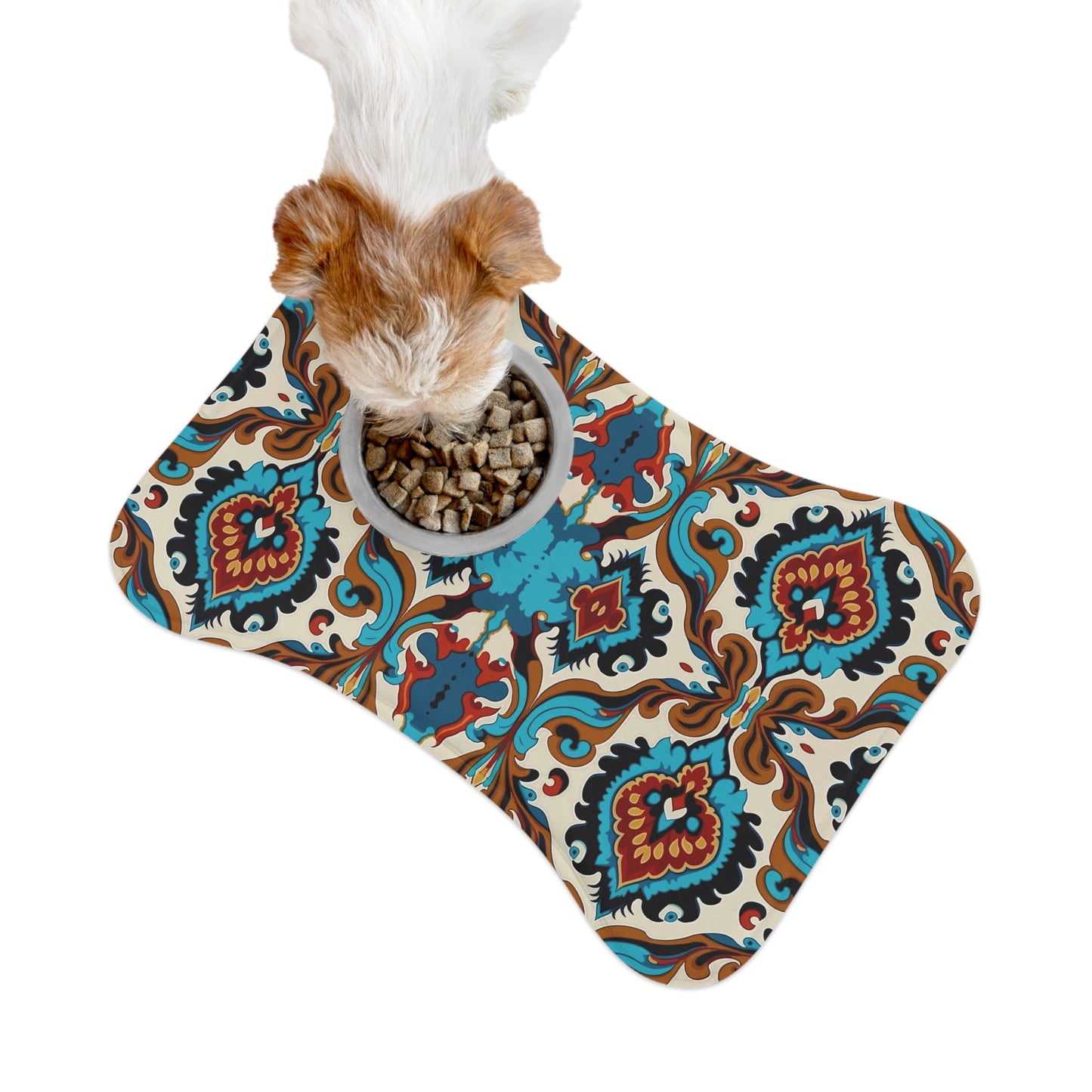 Blue Cream Abstract Pet Feeding Mats