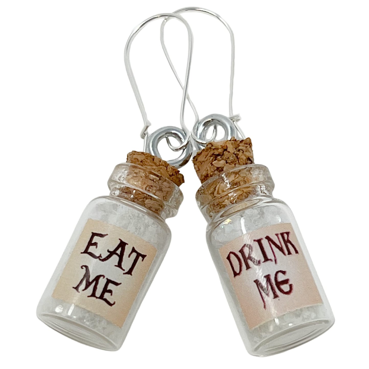 Alice Glow Vintage Mismatch Earrings - AQUA drink eat me earrings - earrings