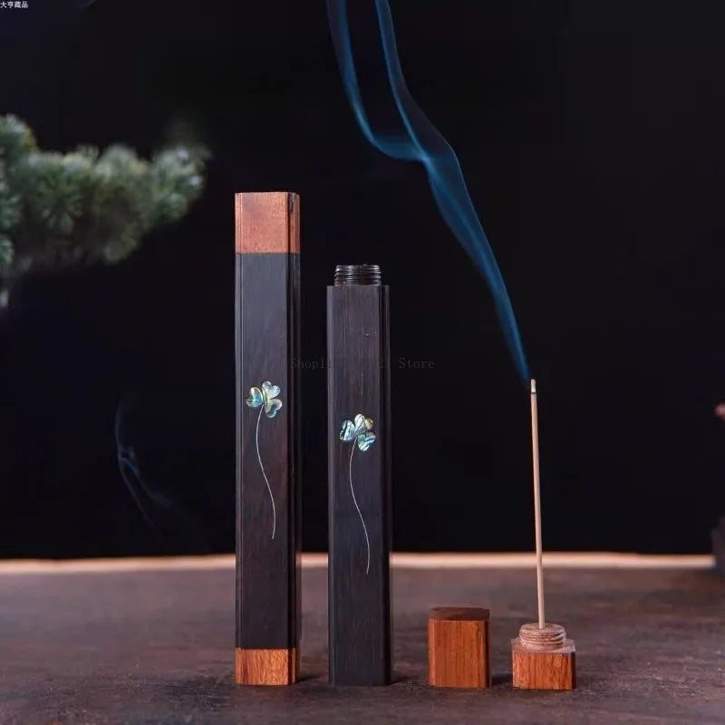 Creative Wooden Square Incense Box with Incense Plug Aromatherapy Tools - - Incense Tools