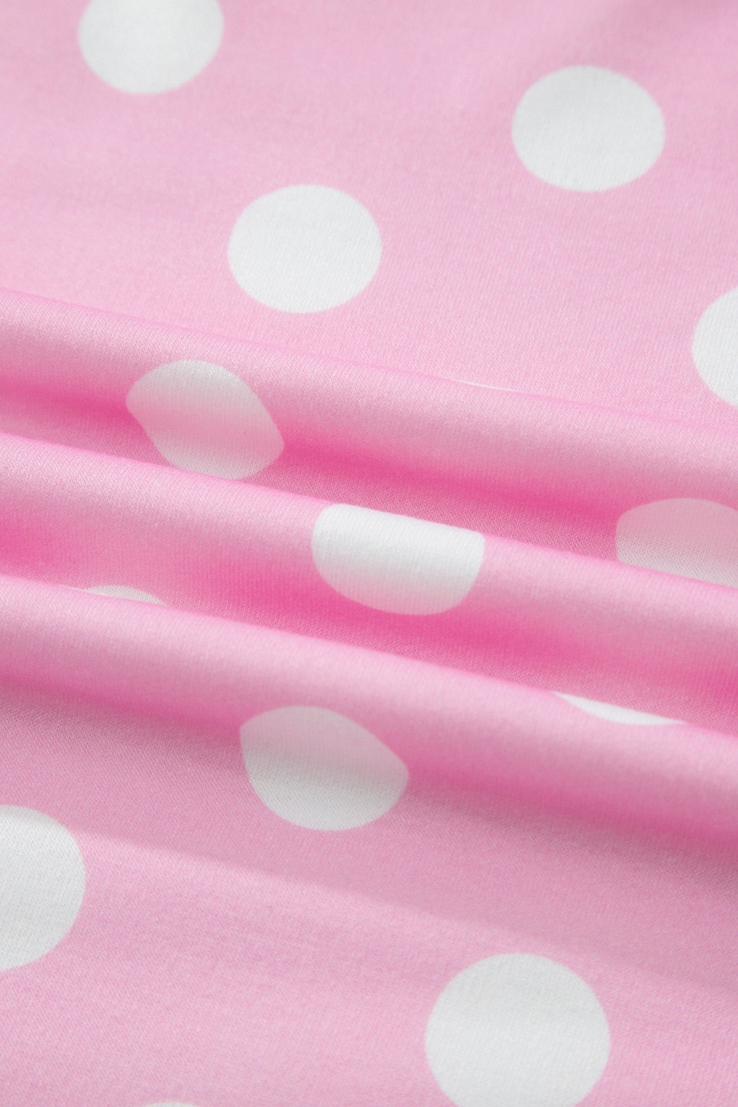 Pink Polka Dot Contrast Edge Casual Short Set - - Two Piece Sets/Short Sets