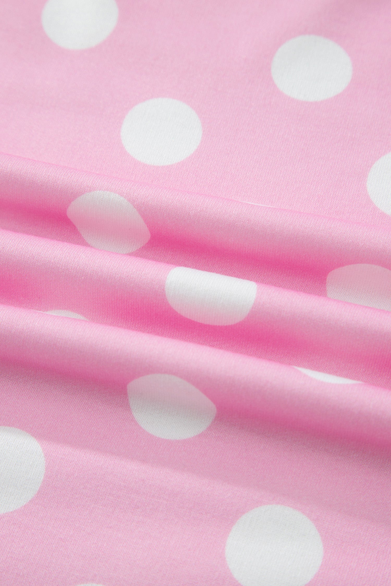 Pink Polka Dot Contrast Edge Casual Short Set - - Two Piece Sets/Short Sets