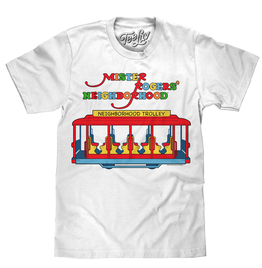 Mister Rogers' Neighborhood Trolley Logo T-Shirt - White - - mens tee