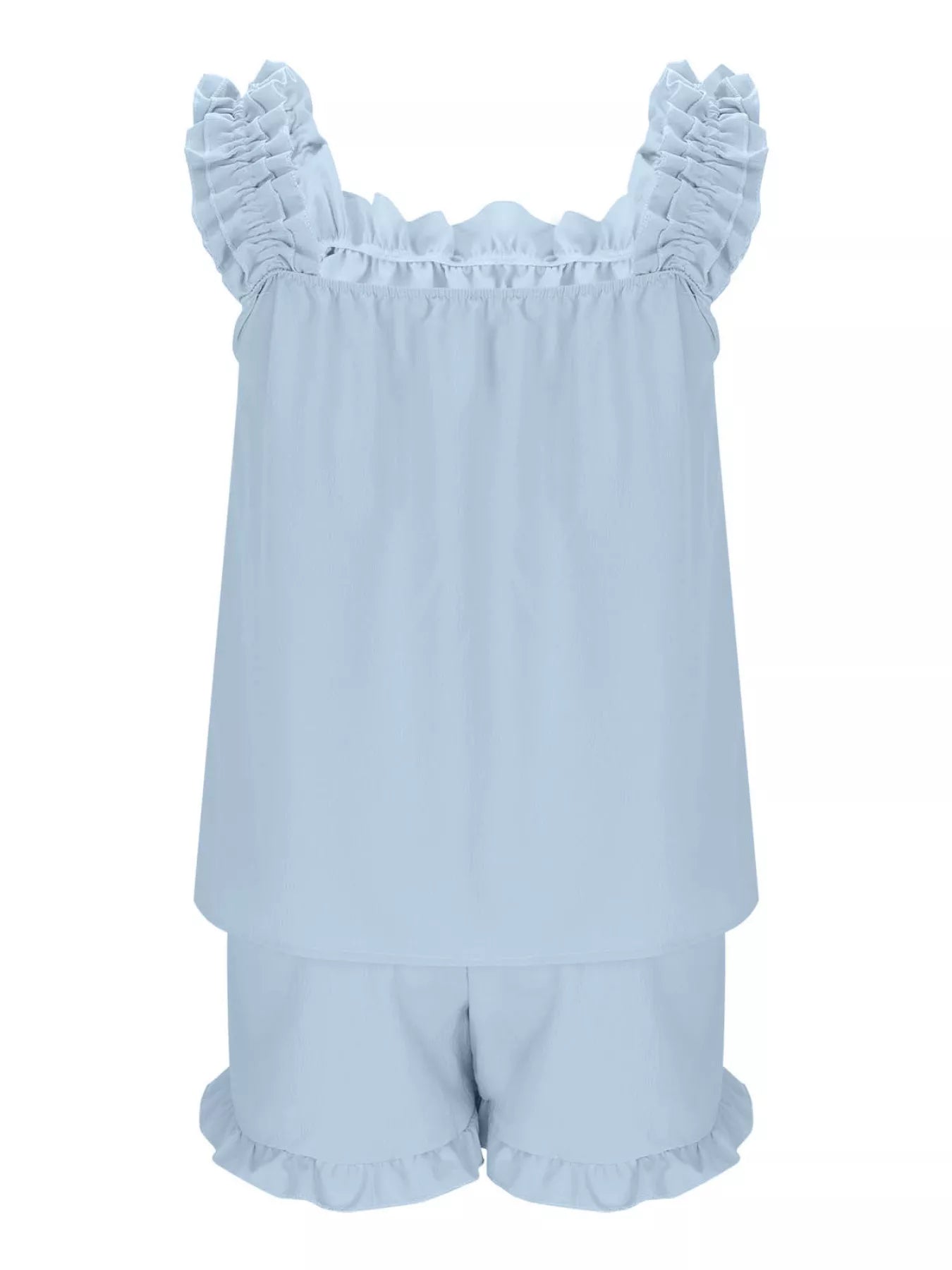Ruffle Trim Sleeveless Top and Shorts Set- Shopimist- {{Product type}}