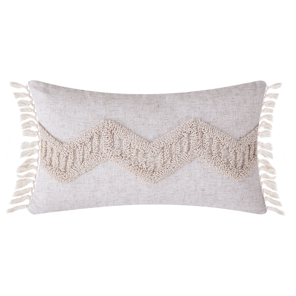 Cotton Macrame Pillow Case Woven Tufted Throw Pillow Cover With Tassel