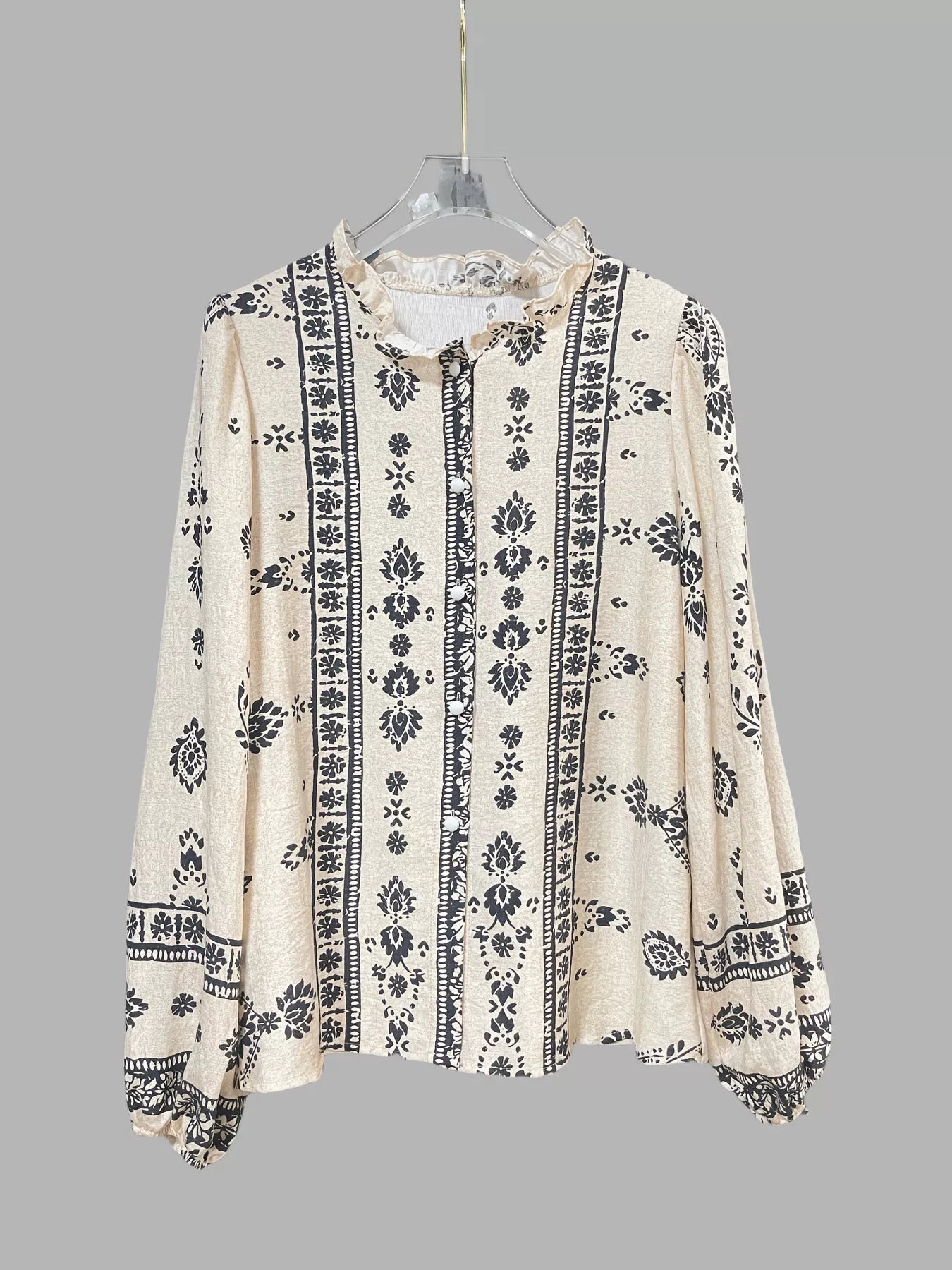 Vintage Print Long Sleeve Shirt - -