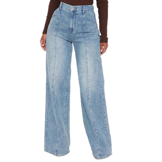 Straight-leg Washed Street-style Womens Jeans - - Jeans