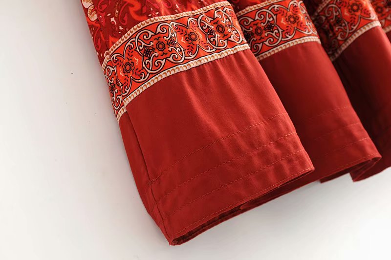 Crimson Retro High-Waist Maxi - - dress