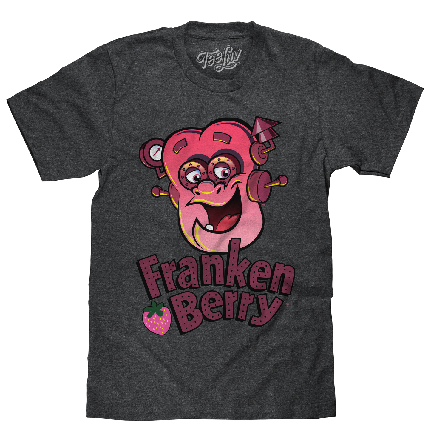 Franken Berry T-Shirt - Charcoal Gray- Tee Luv- {{Product type}}