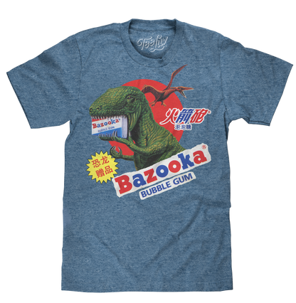 Bazooka Bubble Gum Dinosaur T-Shirt - Cabo Blue- Tee Luv- {{Product type}}
