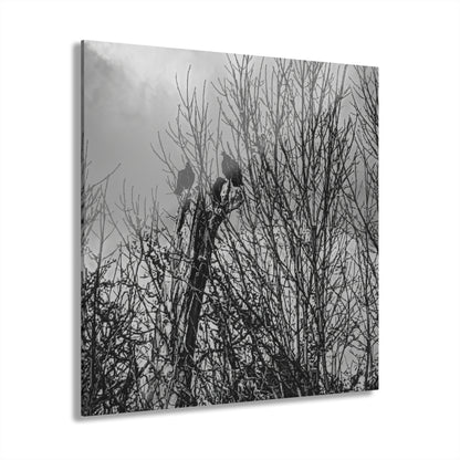 Black & White Buzzards in Winter Trees French Cleat Hanging - - Home Decor