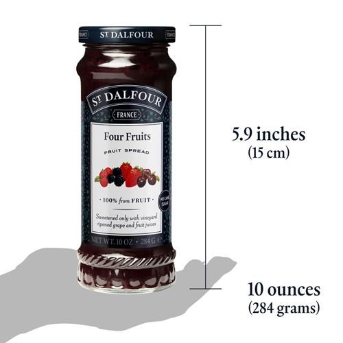 St. Dalfour Four Fruits Fruit Spread - 10Oz - 100% From Fruit, No Artificial Ingredients, Non Gmo, No Cane Sugars, All Natural, Made In France - - Jams, Jellies & Sweet Spreads