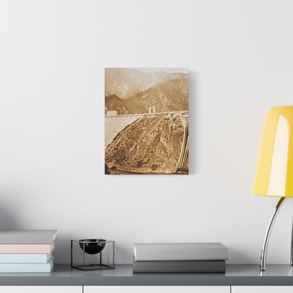 Back View Morris Dam Spillway Satin Canvas Stretched