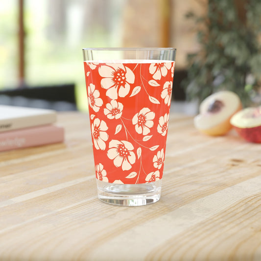 Poppy Floral Print Pint Glass - 16oz - Kia Day Design