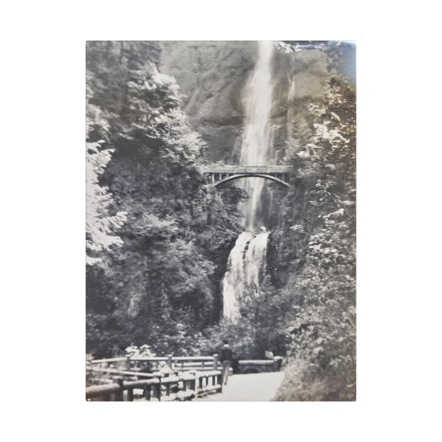 Multnomah Falls Oregon Satin Canvas, Stretched