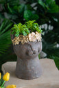 8.5x7.7x12.4" Magnesium Cat Statue Planter with Textured Finish - - Statues & Sculptures