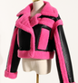 Pu Leather Ladies Fashion Woolen Coats L