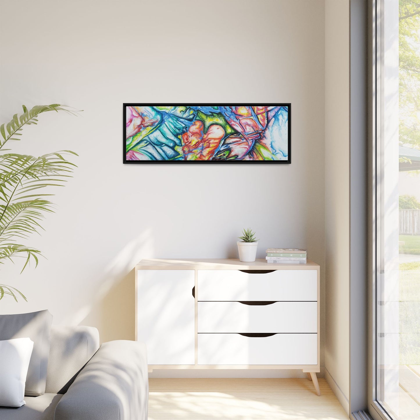 Multi-Color Abstract Framed Canvas Art Print - Kia Day Design