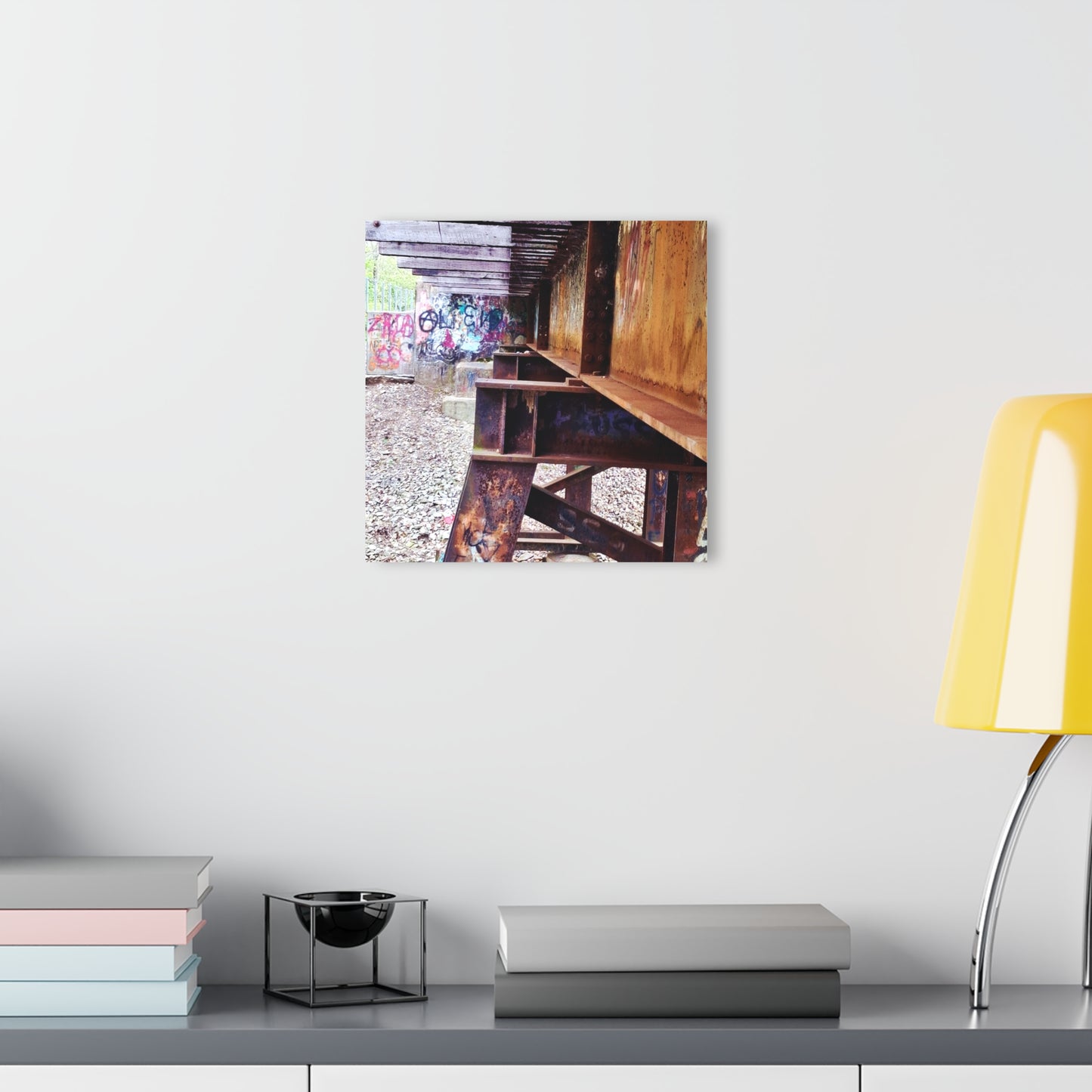 Urban Rust Photography Acrylic Print — Graffiti Underpass Wall Art French Cleat Hanging - - Home Decor