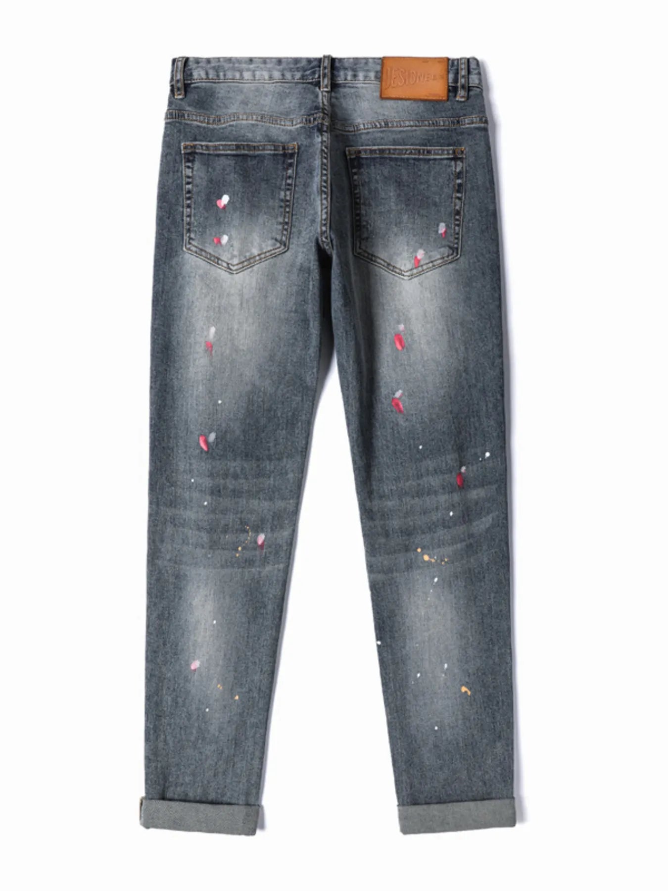 Men's Distressed Slim Fit Jeans - -