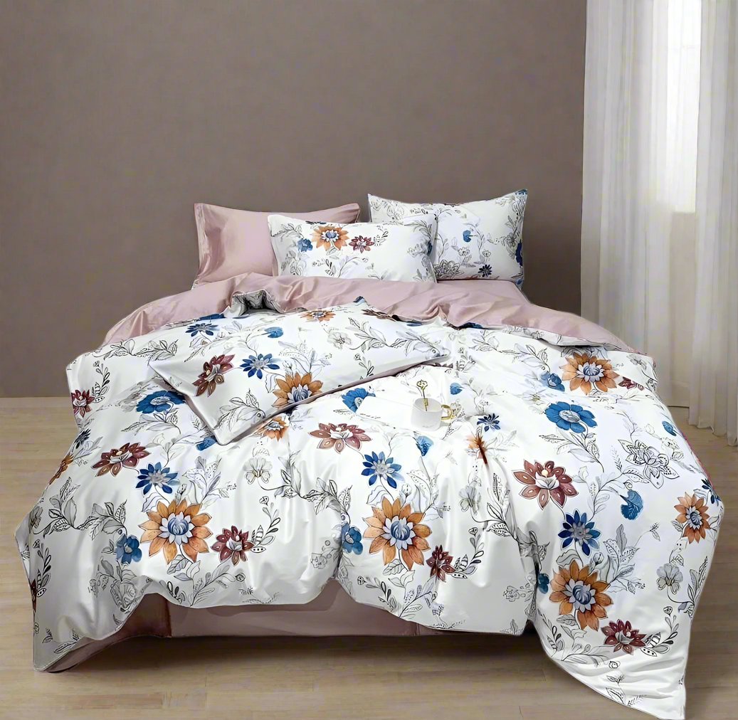 Floral 100% 60s Cotton Reactive Printing Bedding Sets With Flowers