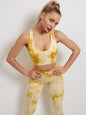 2 Piece Set Workout Clothing Seamless Tie Dye Exercise Running Fitness Set