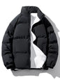 Men's Plus Size Zip Up Sherpa Lined Puffer Jacket - Black -