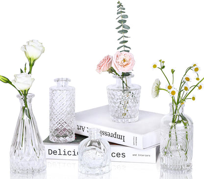 Vintage Mini Glass Vases - Set of 5 - - vases