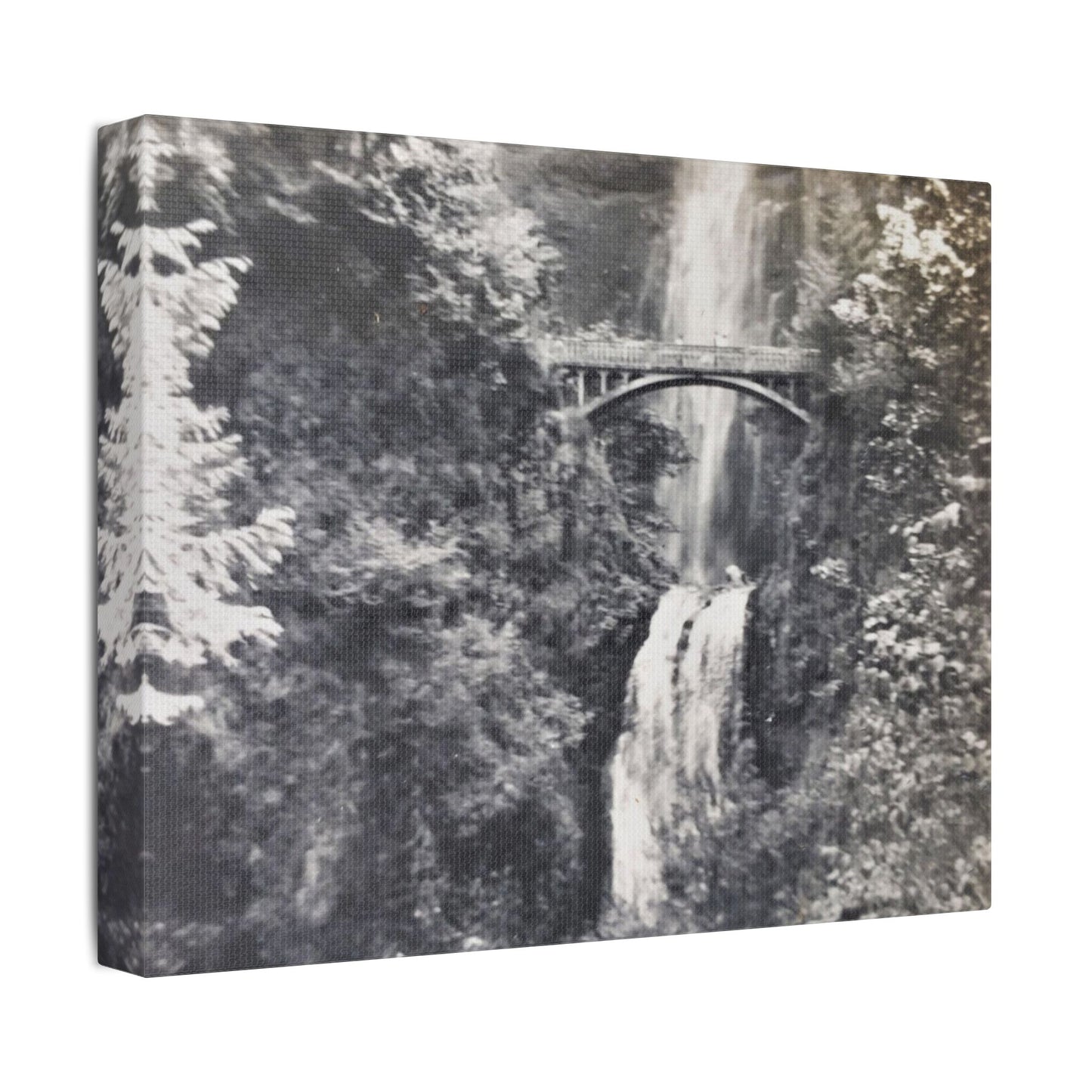 Multnomah Falls Oregon Satin Canvas, Stretched