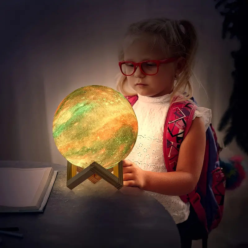 16-Color 3D LED Moon Light with Stand - Night Light - - night light