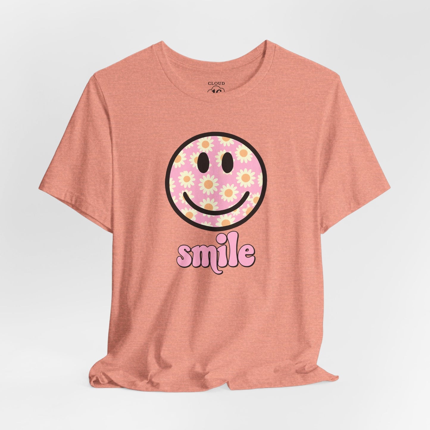 Smile Floral Womens T-Shirt - Positive Vibes Tee- Cloud 16 Clothing Co.- {{Product type}}