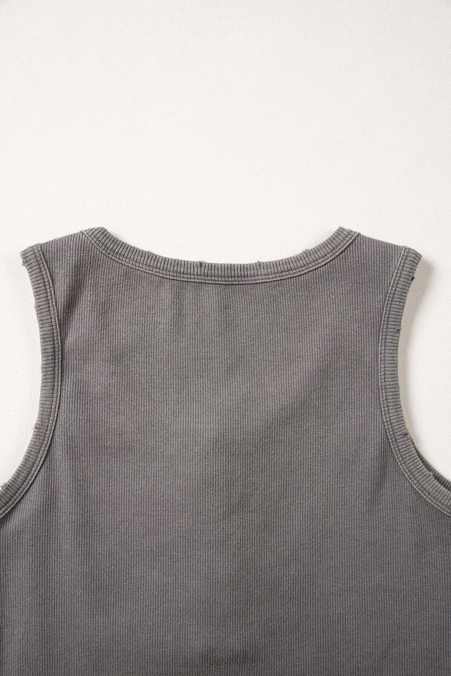Medium Grey Vintage Distressed Ribbed Mineral Wash Tank Top- I am a Fashion Junky- {{Product type}}