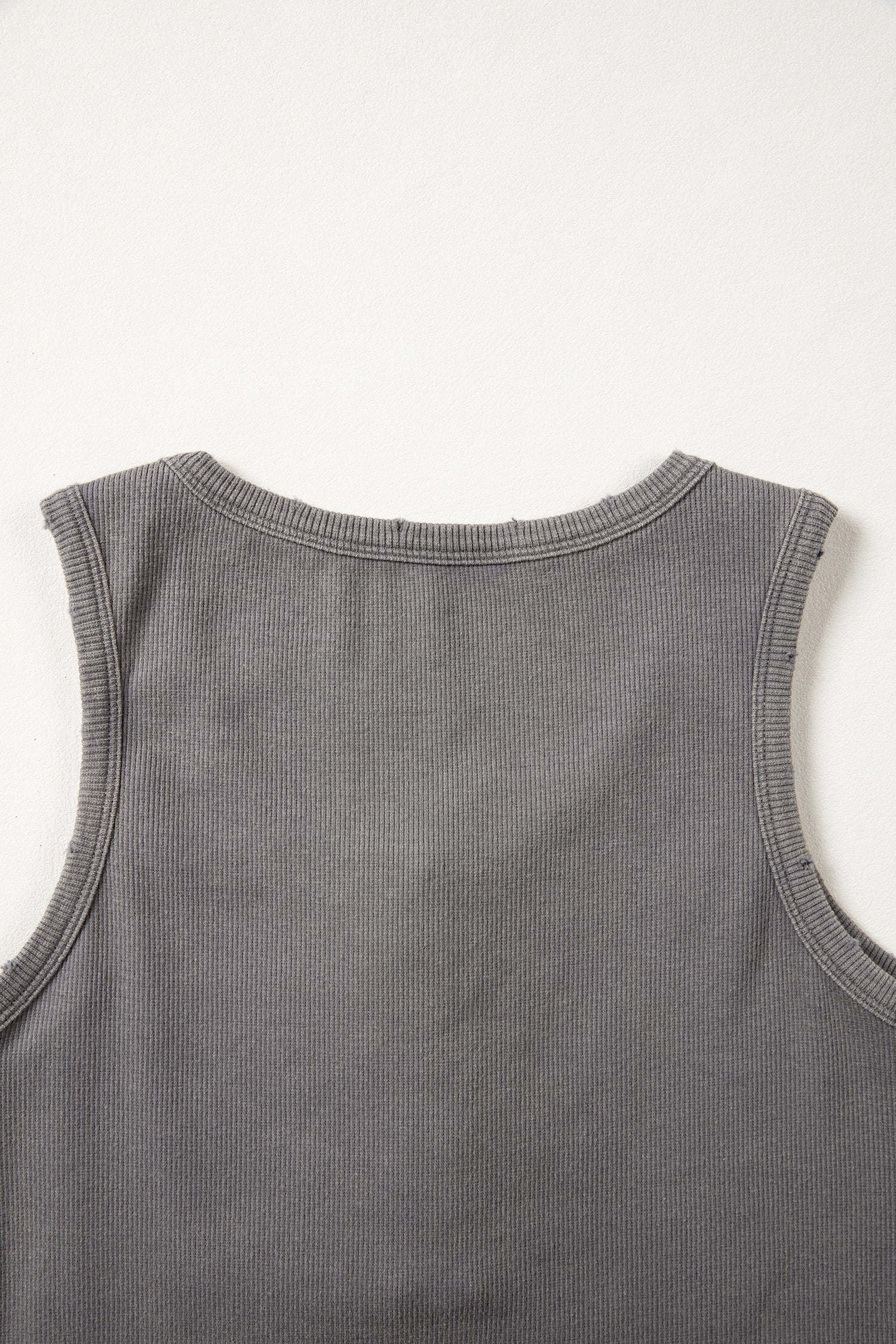 Medium Grey Vintage Distressed Ribbed Mineral Wash Tank Top- I am a Fashion Junky- {{Product type}}