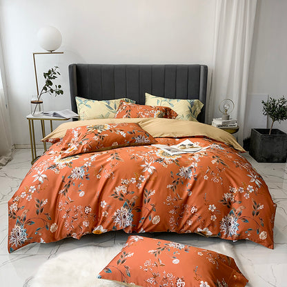 60s Egyptian Organic Cotton Pattern Bedding Sets orange white blue