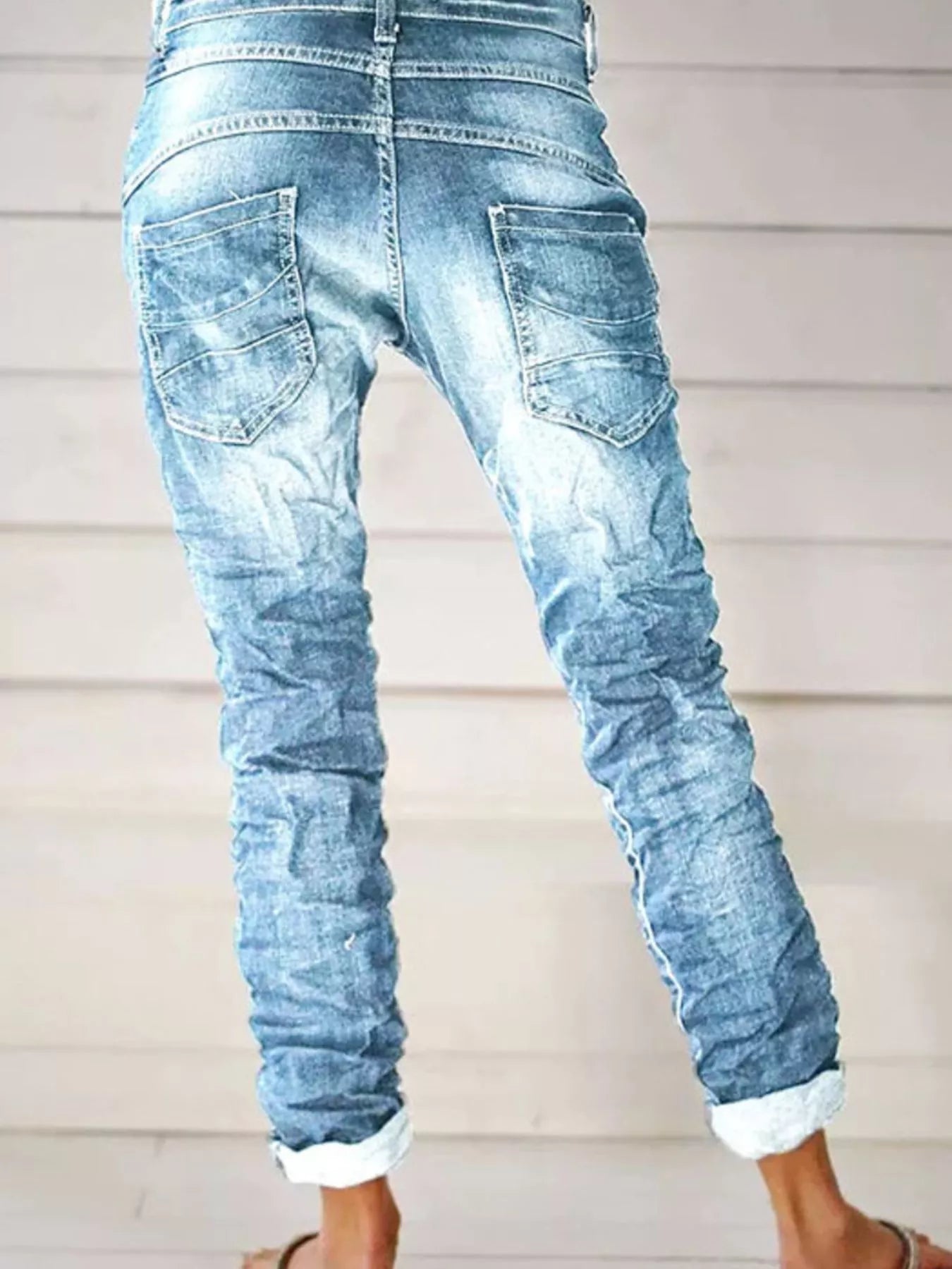 Full Size Washed Button-Fly Jeans Plus Size - -