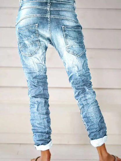 Full Size Washed Button-Fly Jeans Plus Size - -