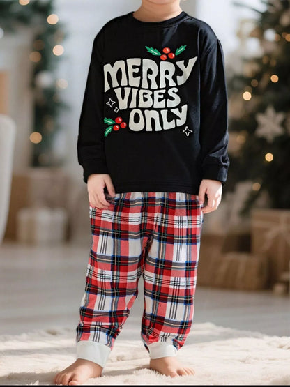 Children's Merry Vibes Only Christmas Pajama Set - -